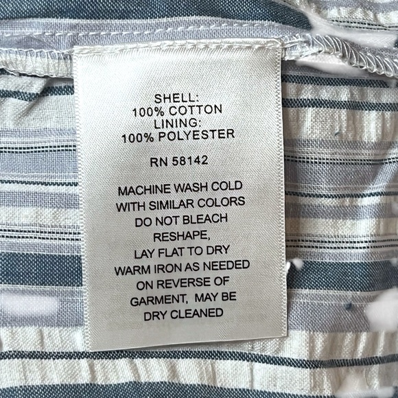 London Times 12P Blue White Striped Cotton Smocked Tiered Maxi Tank Dress NWT - Picture 8 of 9